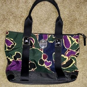 Franco Sarto, canvas bag with patent leather trim.